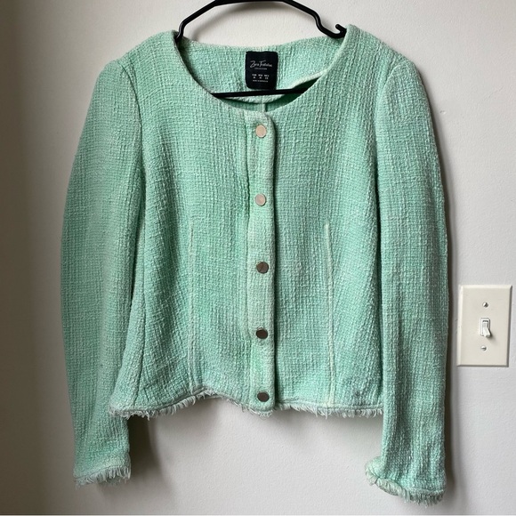 Zara Mint Green Tweed Jacket size medium - Picture 1 of 7